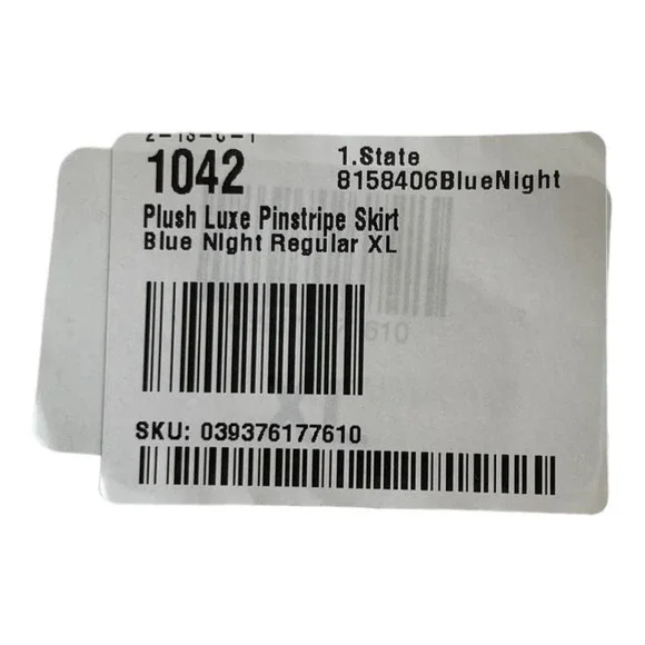 NWT 1.STATE Ruffle Pinstripe Mini Skirt Navy Size XL - Picture 6 of 6